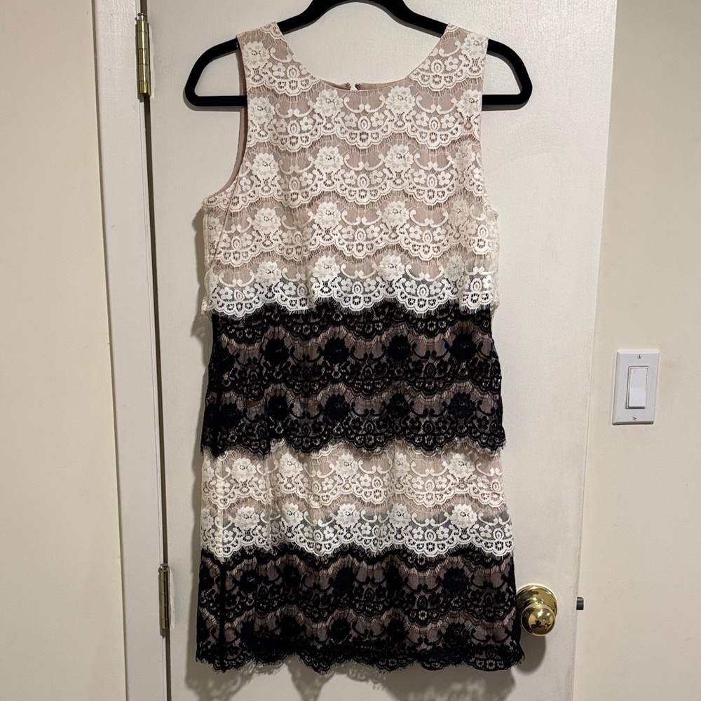 Jessica Simpson Lace Mini Dress - Cream, Black, Brown